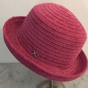 BETMAR vintage NewYork pink soft hat with heart